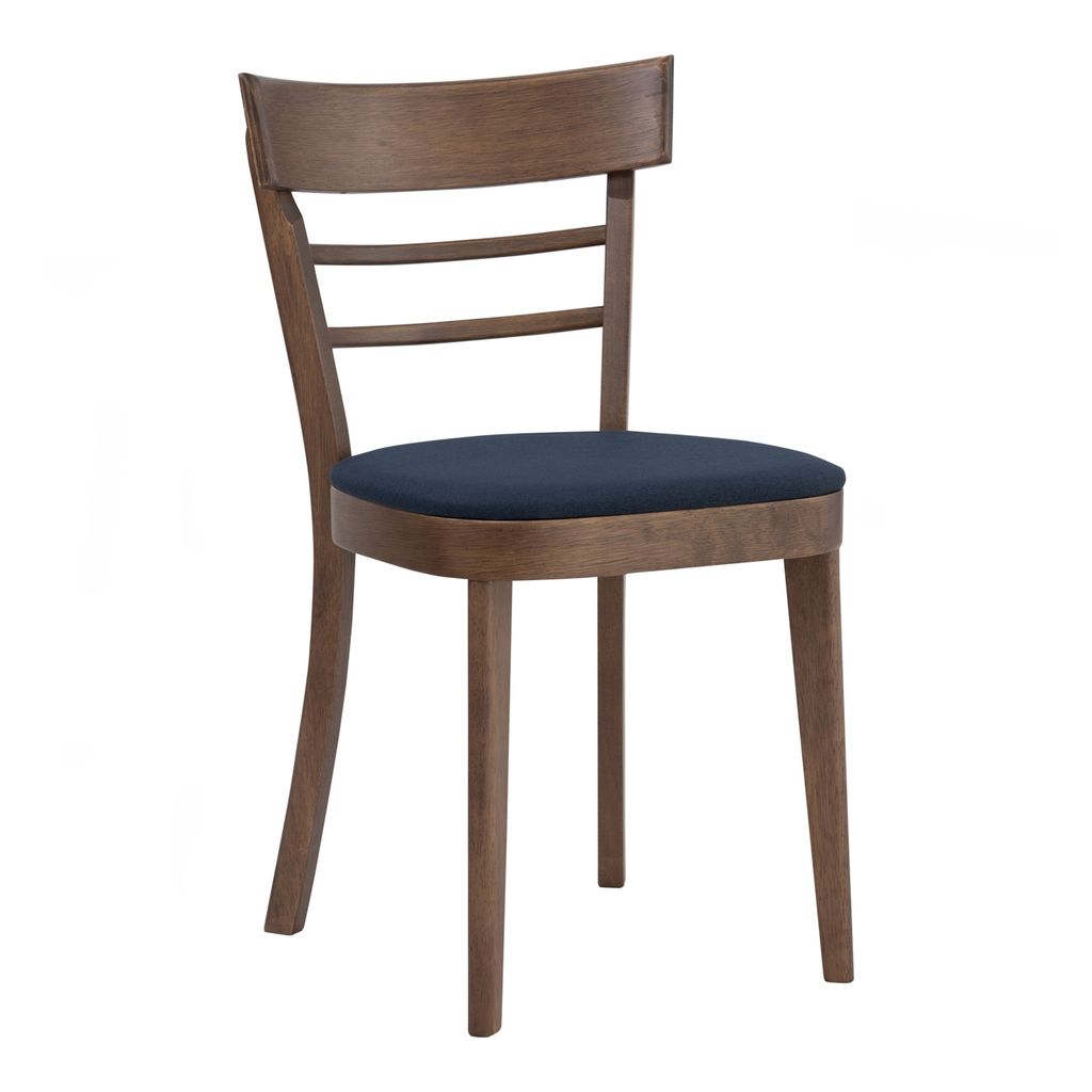 AIMIZON Oemod dining chair in Cocoa colour leg, Navy colour Challis fabric