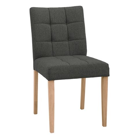 AIMIZON Fevon dining chair in Natural colour leg, Battleship Grey colour Challis fabric
