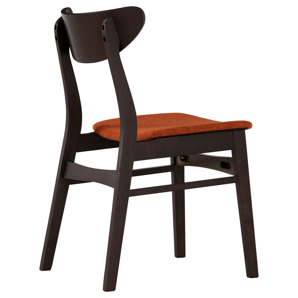 AIMIZON Badriy dining chair in Dark Chestnut colour frame, Russet colour Barras fabric (Bendwood seat)