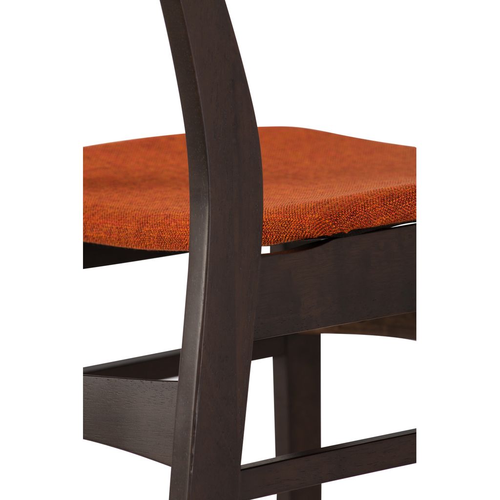 AIMIZON Badriy dining chair in Dark Chestnut colour frame, Russet colour Barras fabric (Bendwood seat)