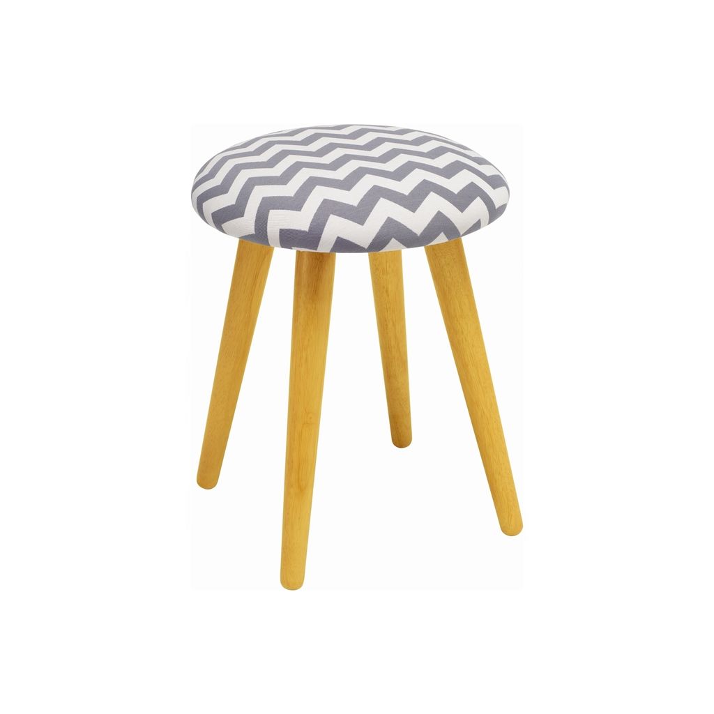 AIMIZON Quppy stool in Natural colour leg, Grey colour Creation fabric seat