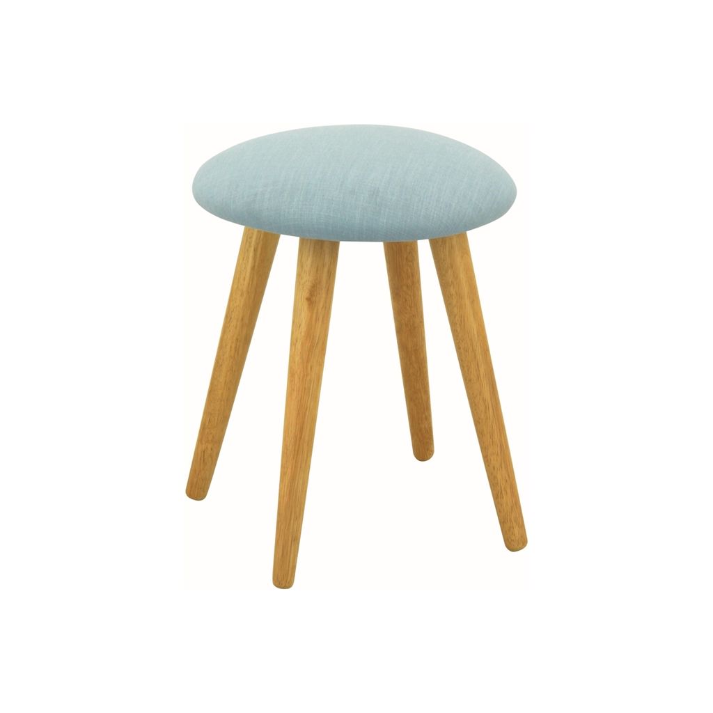 AIMIZON Quppy stool in Natural colour leg, Sea Green colour Swift fabric seat