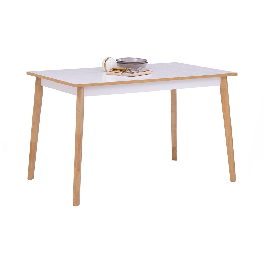 AIMIZON Uterk dining table in Natural colour leg, White colour top (T18mm)