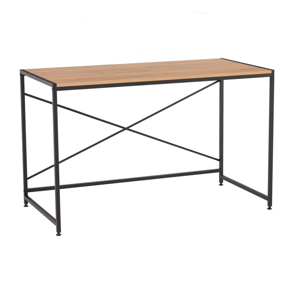 AIMIZON Segner writing desk with Black colour frame, Honey Oak colour top