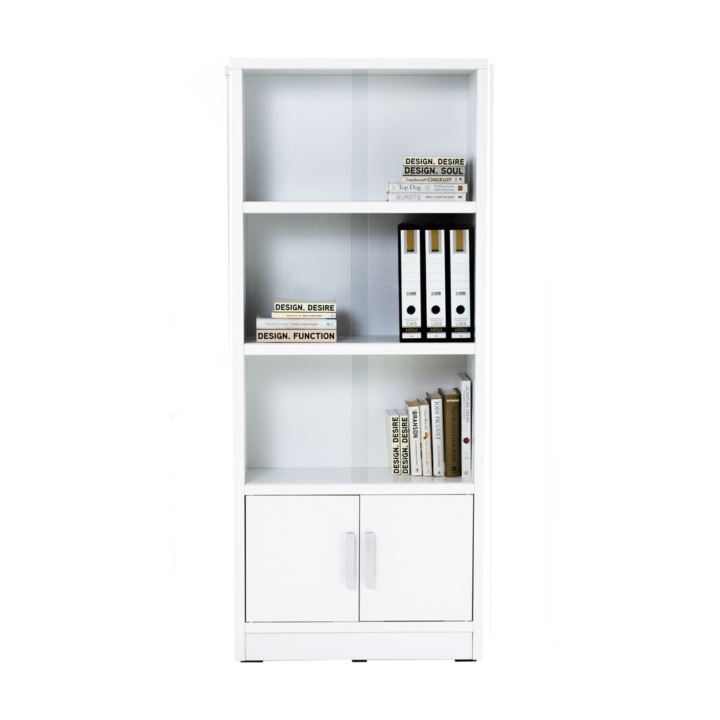 AIMIZON Ievor 3 compartment file cabinet with glass door in White colour