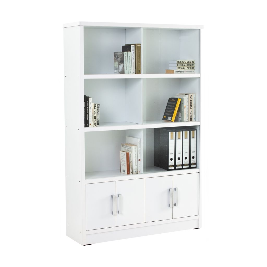 AIMIZON Ievor 6 compartment file cabinet with glass door in White colour