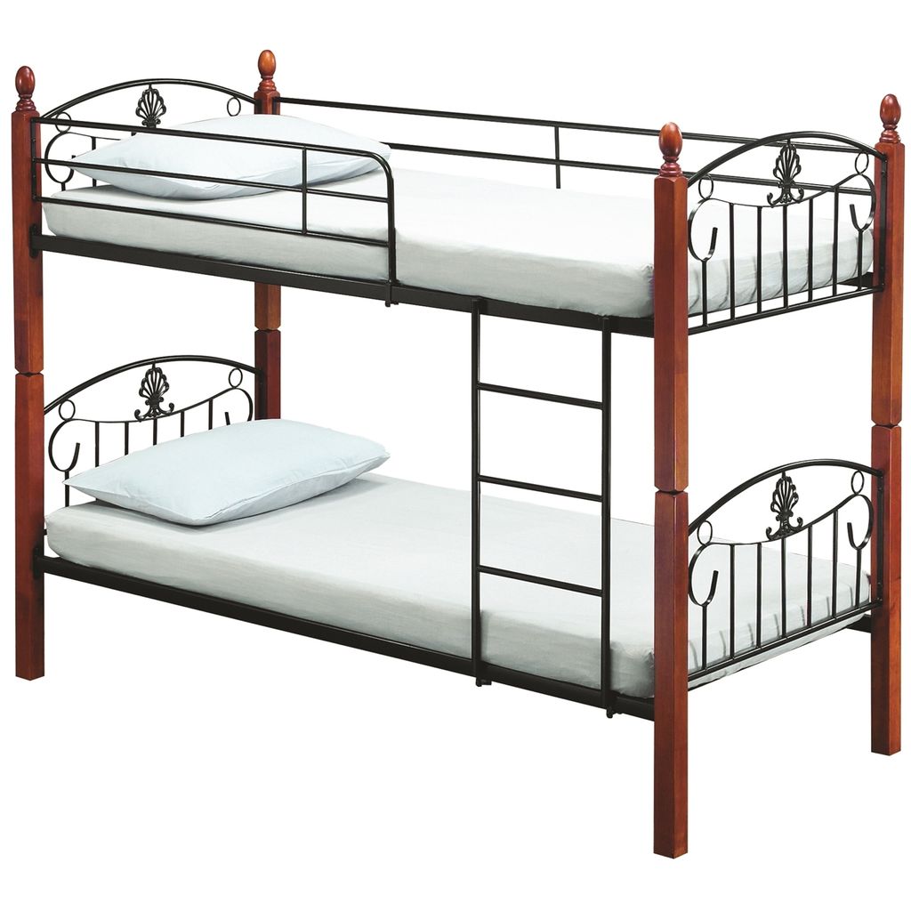 AIMIZON Eirrock bunk bed with Dirty Oak colour leg, Black colour frame