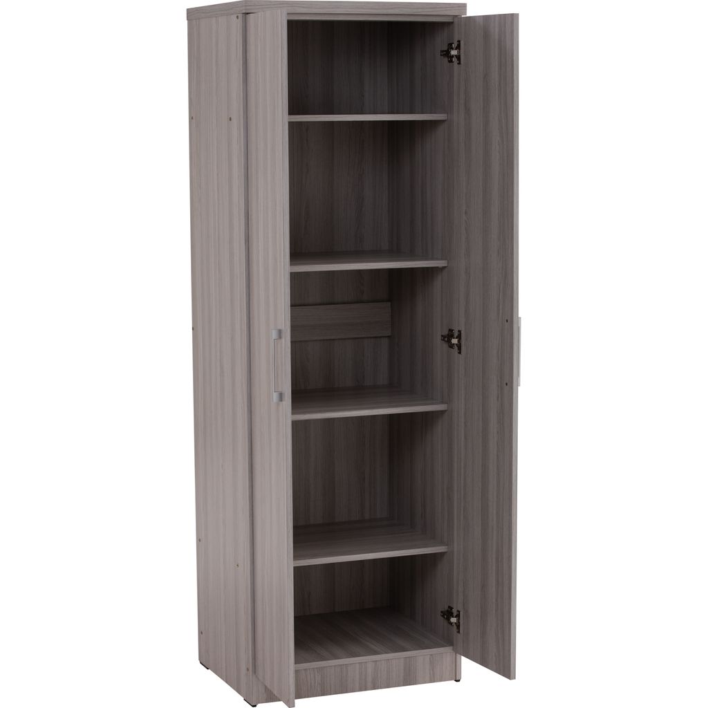 AIMIZON Eablon 2 door wardrobe with shelf in Grey Line colour