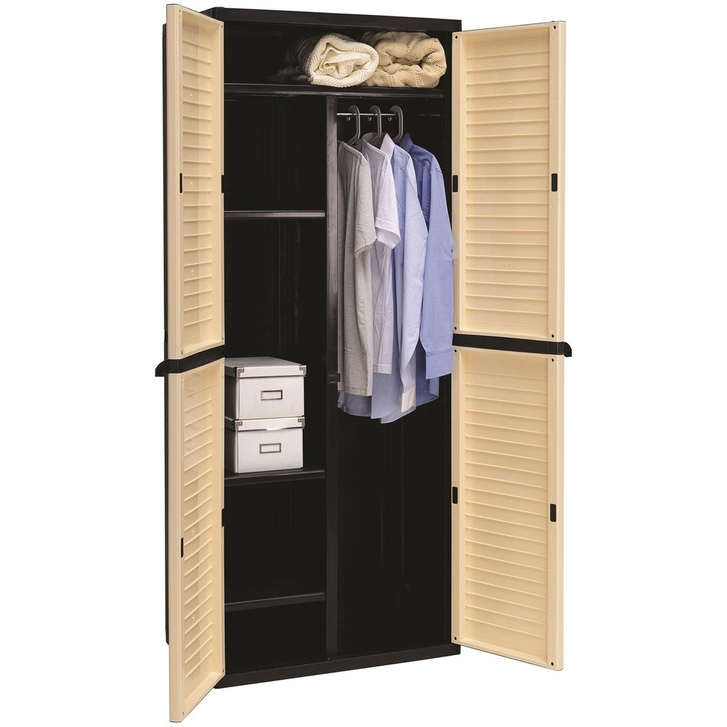 AIMIZON Qptomas Large Wardrobe with Shelf and Black colour body, Beige colour door