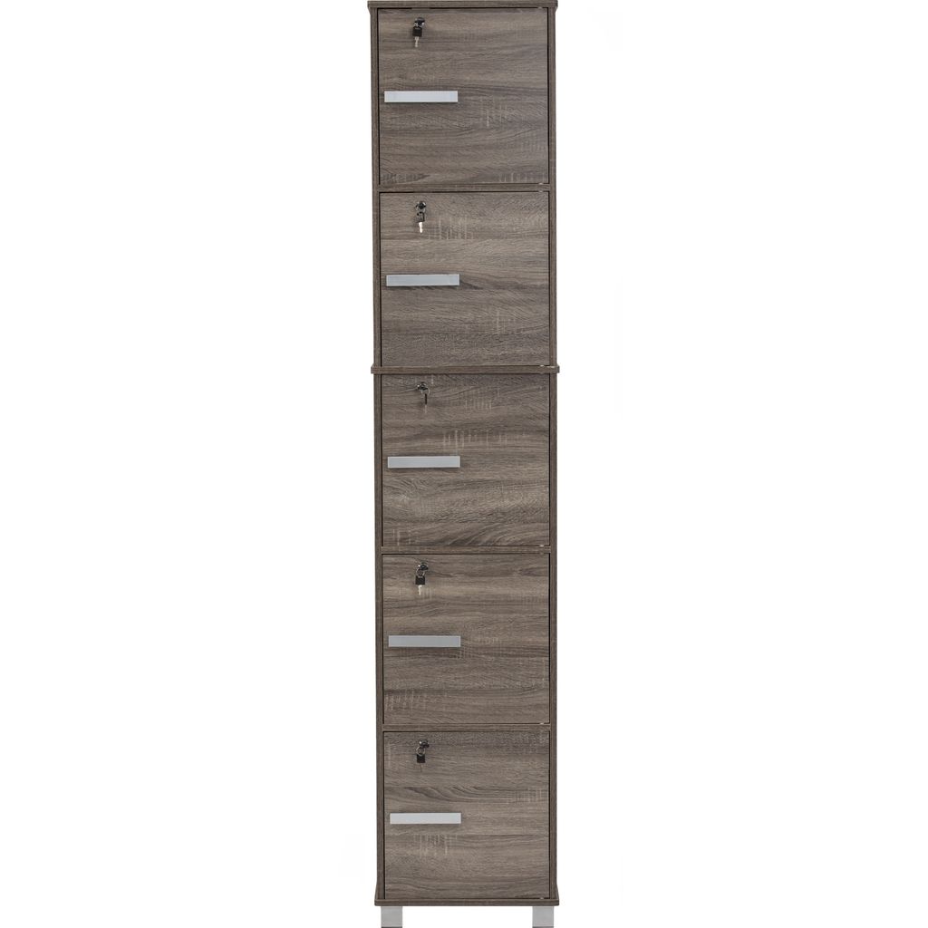 AIMIZON Oeumo High cabinet with 5 doors in Sonoma Dark colour