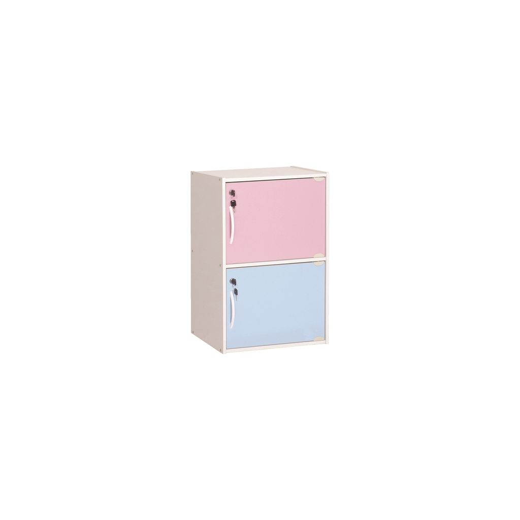 AIMIZON Dudiy 2 door storage box with lock in Light Colorful colour