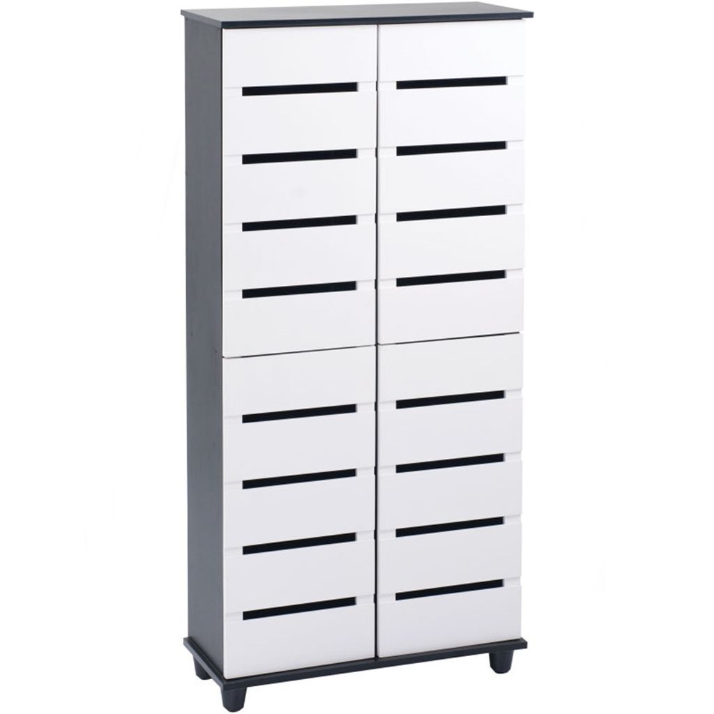 AIMIZON Jidroc 4 door shoe cabinet in Black colour body, White colour door