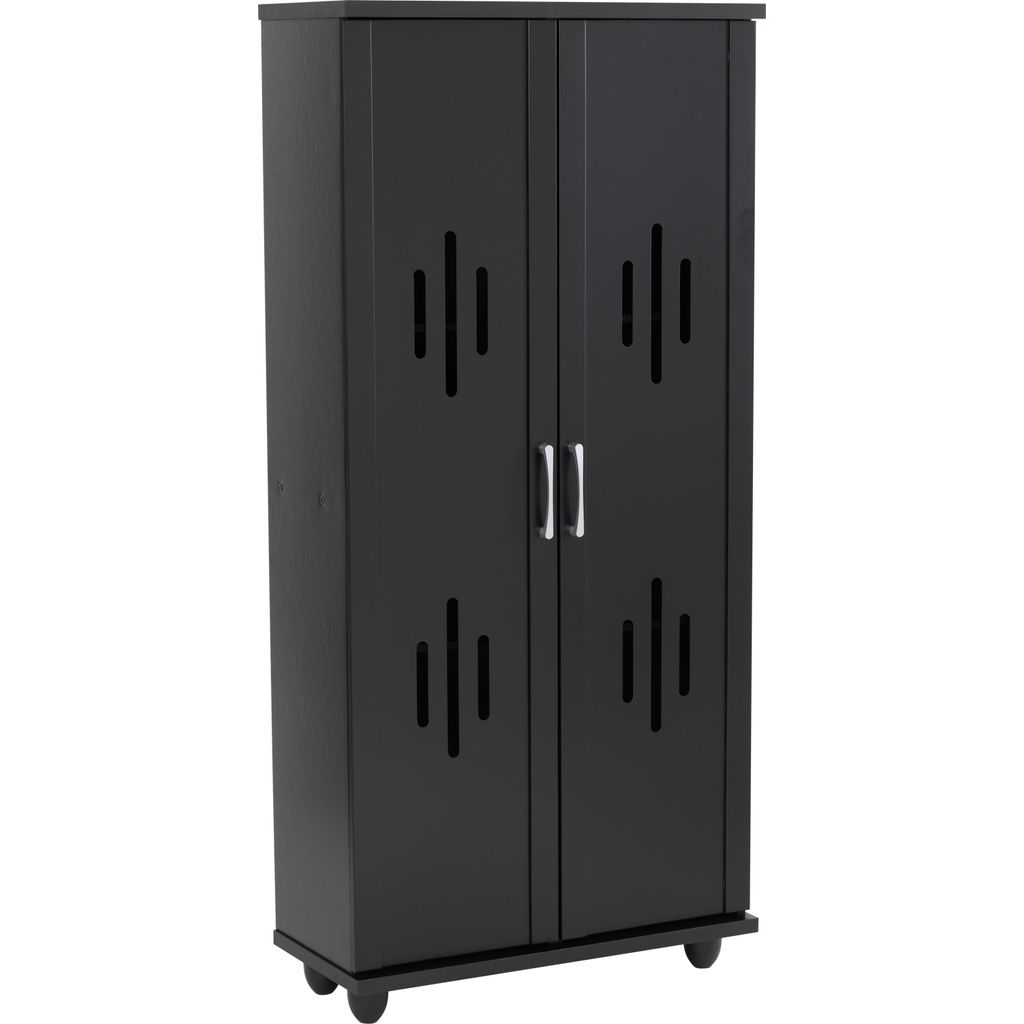 AIMIZON Iestong high 2 door shoe cabinet in Black colour
