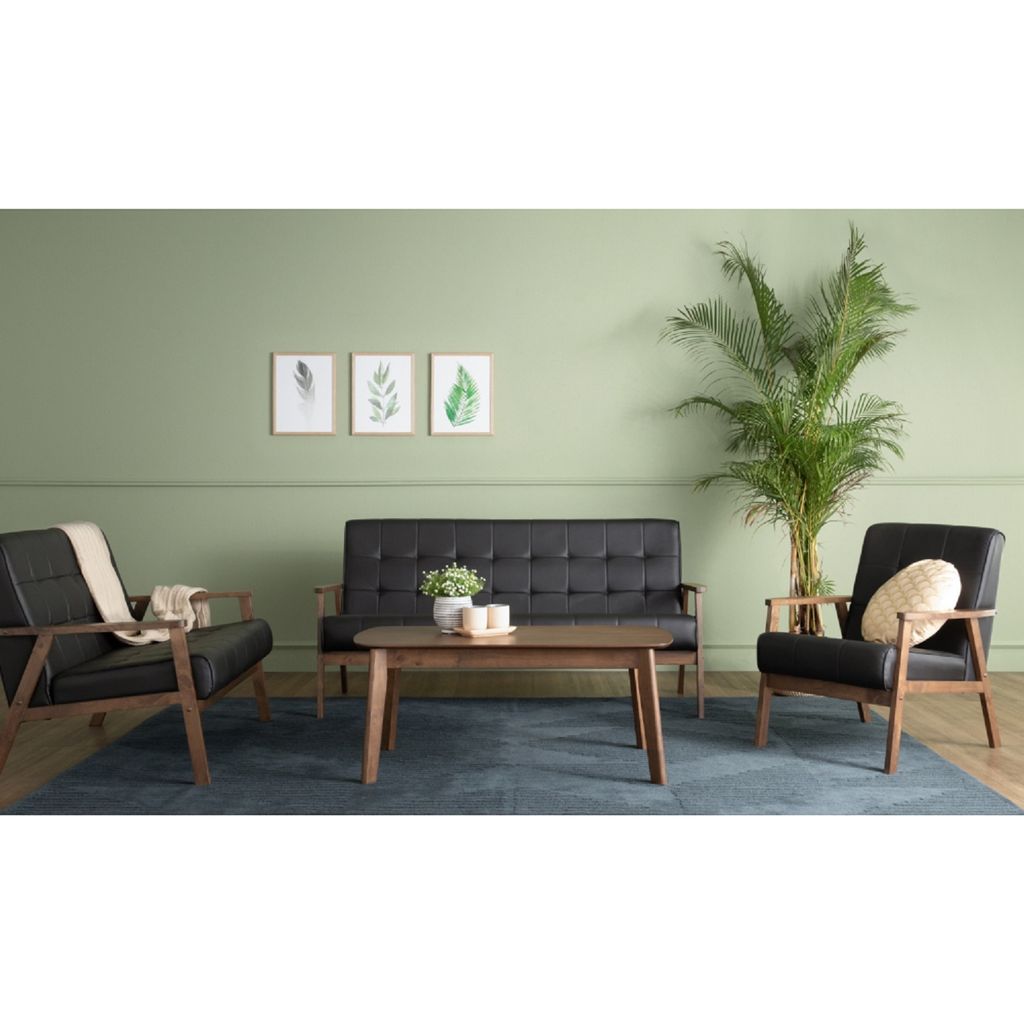 AIMIZON Ioeci 3 seater sofa in Cocoa colour, Espresso colour Vinyl