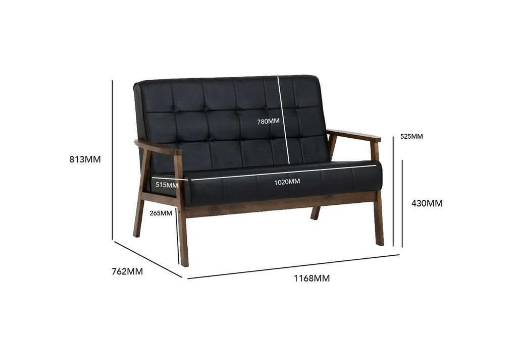 AIMIZON Ioeci 2 seater sofa in Cocoa colour, Espresso colour Vinyl