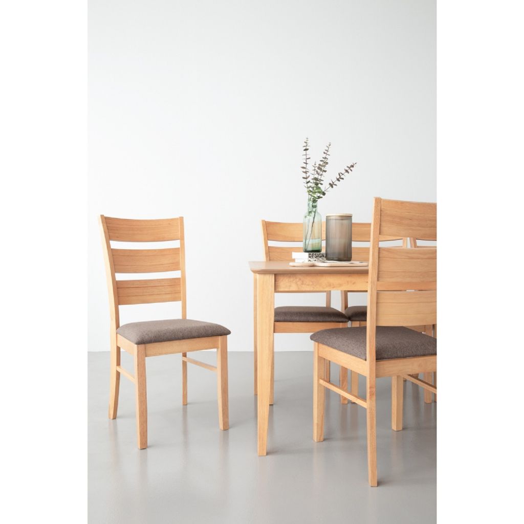 AIMIZON Nerliy dining chair in Natural colour frame, Chestnut colour Dimity fabric
