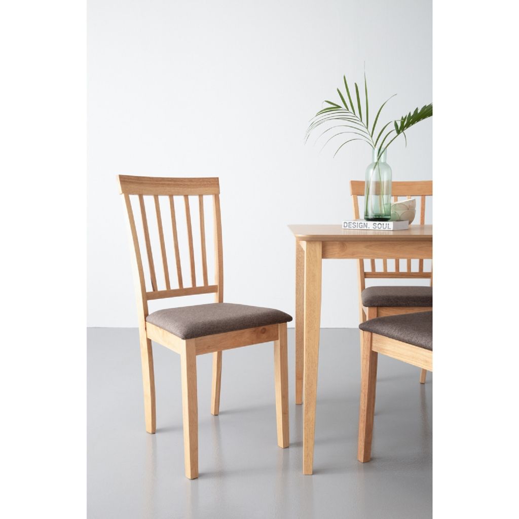 AIMIZON Nyle dining chair in Natural colour leg, Chestnut colour Dimity fabric
