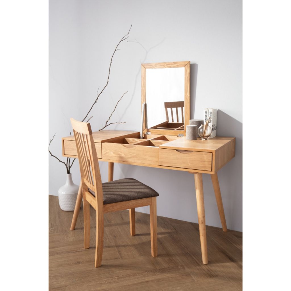 AIMIZON Nyle dining chair in Natural colour leg, Chestnut colour Dimity fabric
