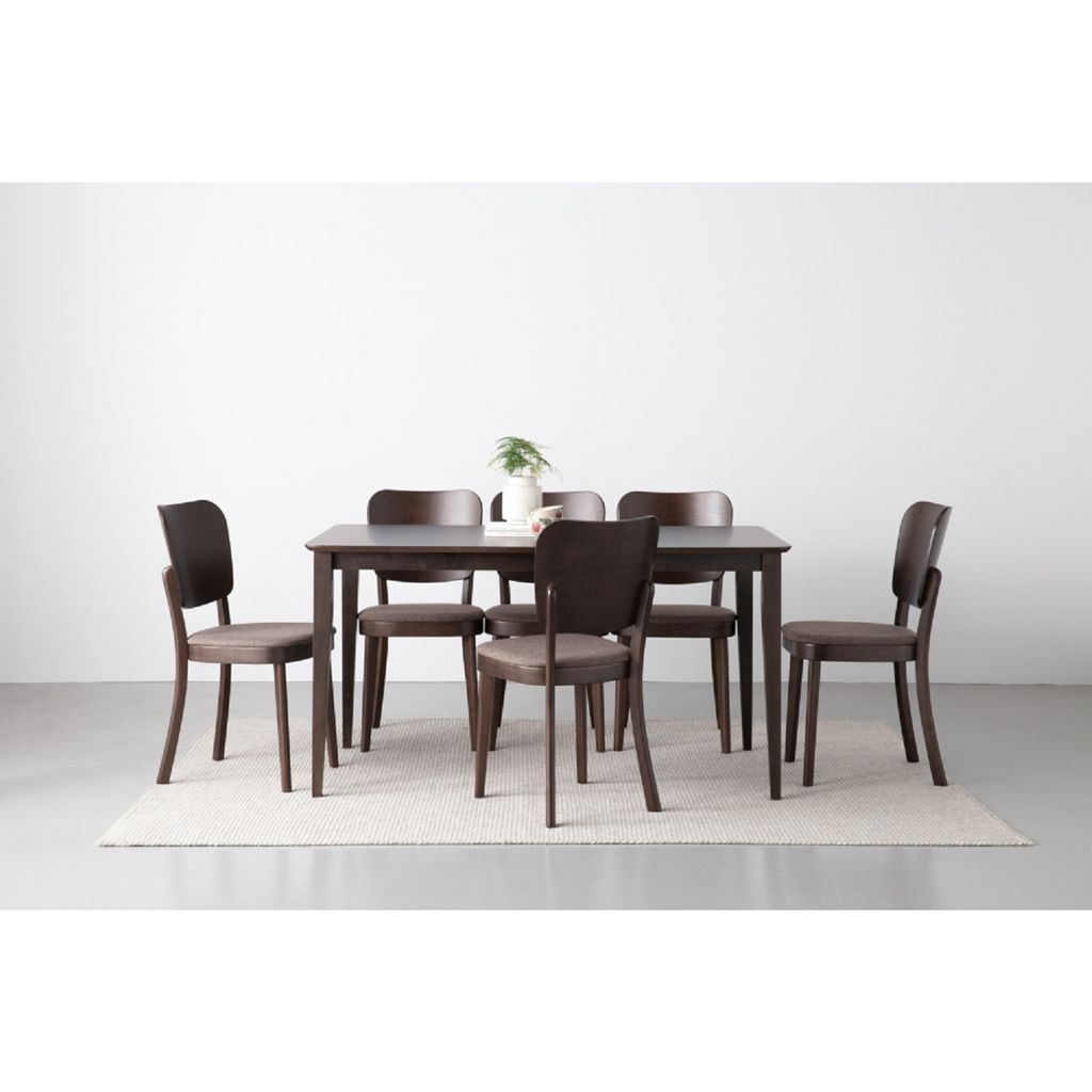 AIMIZON Civirly dining chair in Dark Chestnut colour leg, Chestnut colour Dimity fabric
