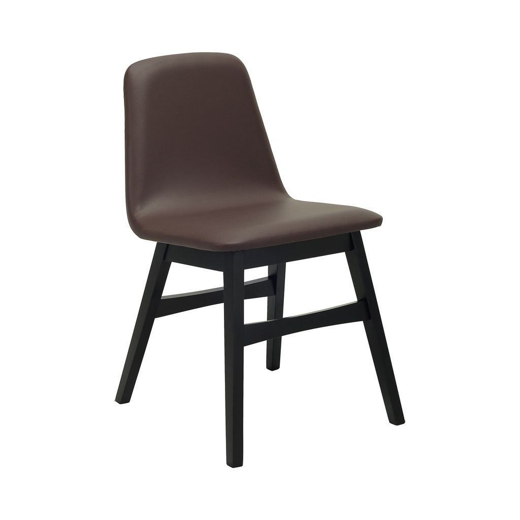 AIMIZON Bvoci dining chair in Black colour leg, Mocha colour Vinyl frame