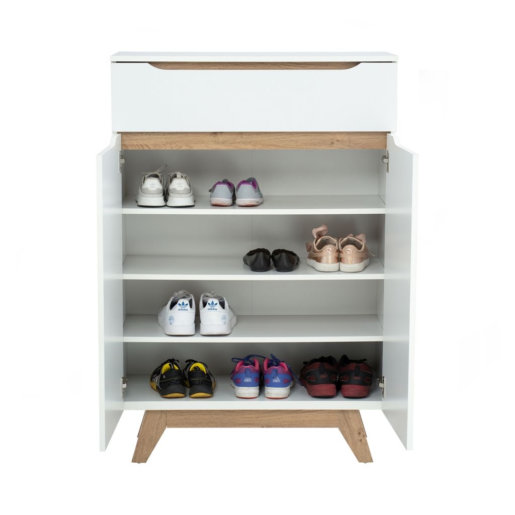 AIMIZON Nendu multi function cabinet in Oak colour leg, White colour top