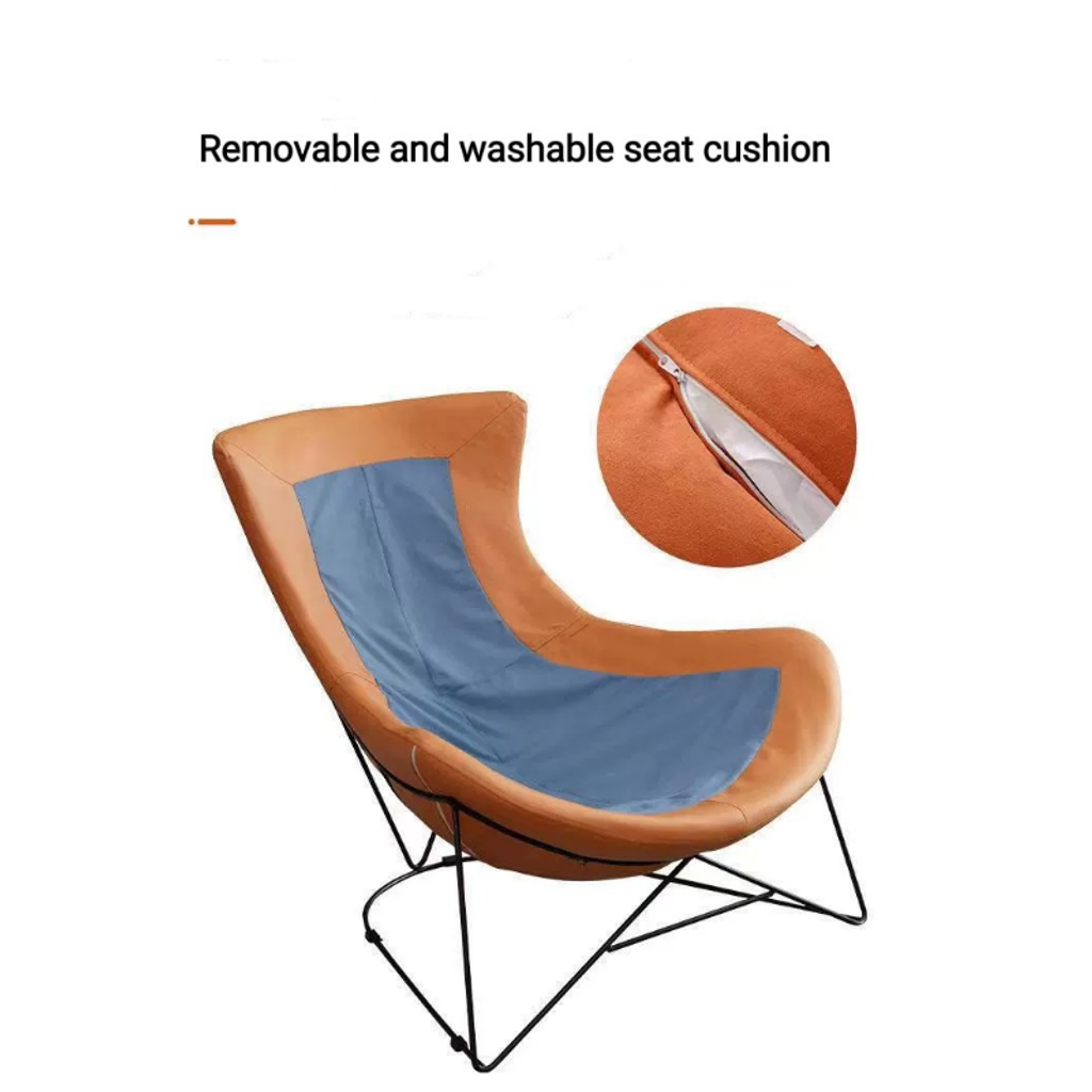 AIMIZON Relaxing sofa chair with small stool in Orange colour Tech cloth