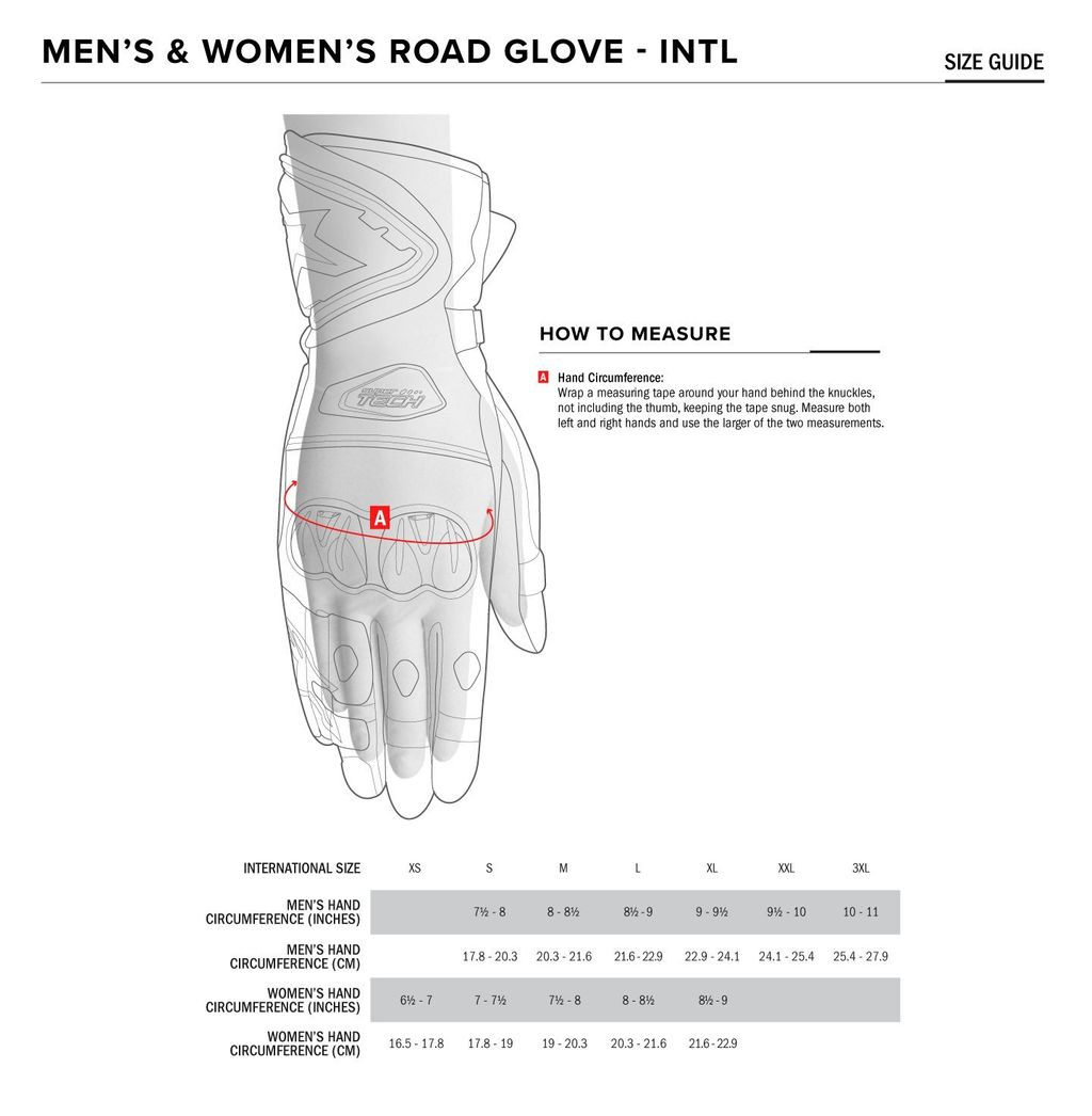 Alpinestars Road Glove Size Chart