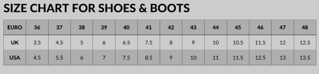 Dainese Shoe Size Chart