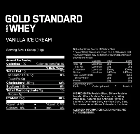 Optimum Nutrition 100 Whey Gold Standard Vanilla Ice Cream 5lbs Nutriseries Solutions Service