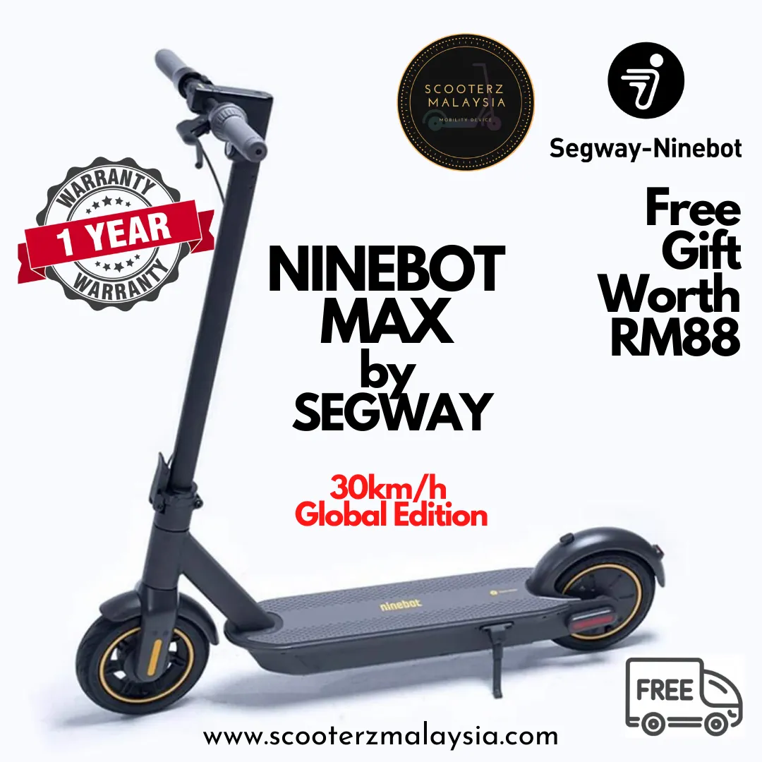 Segway Ninebot Max G30 Electric Scooter, 30 km/h Max Speed, 65 km Mileage  Range, Built-In Front And Back LED Lights, 10 Tubeless Pneumatic Tyres,  Foldable Electric Scooter - Black I G30P MAX