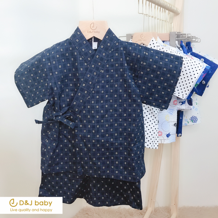 藍黑菱格甚平和服套裝 - D&J baby.jpg