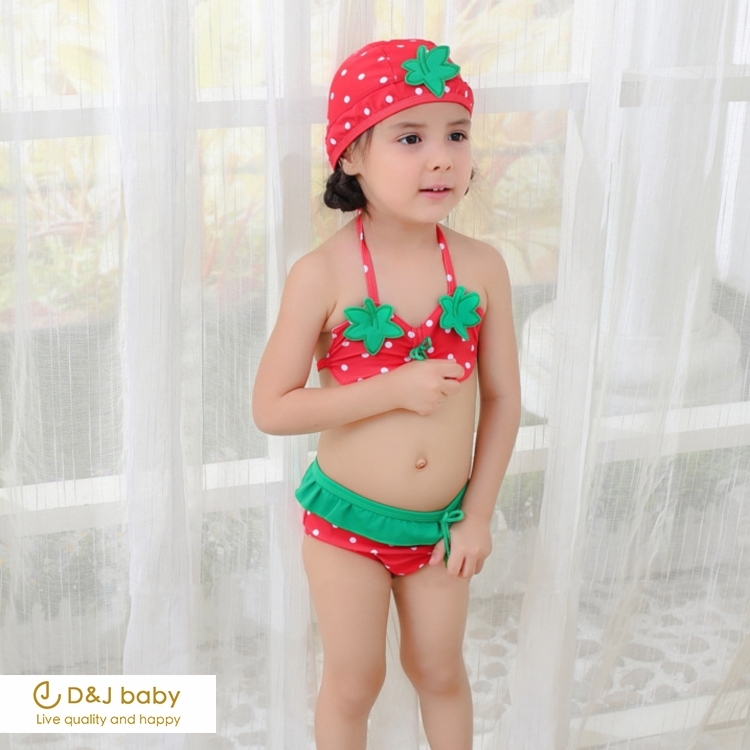 草莓女童兩件式泳裝 - D&J baby1.jpg
