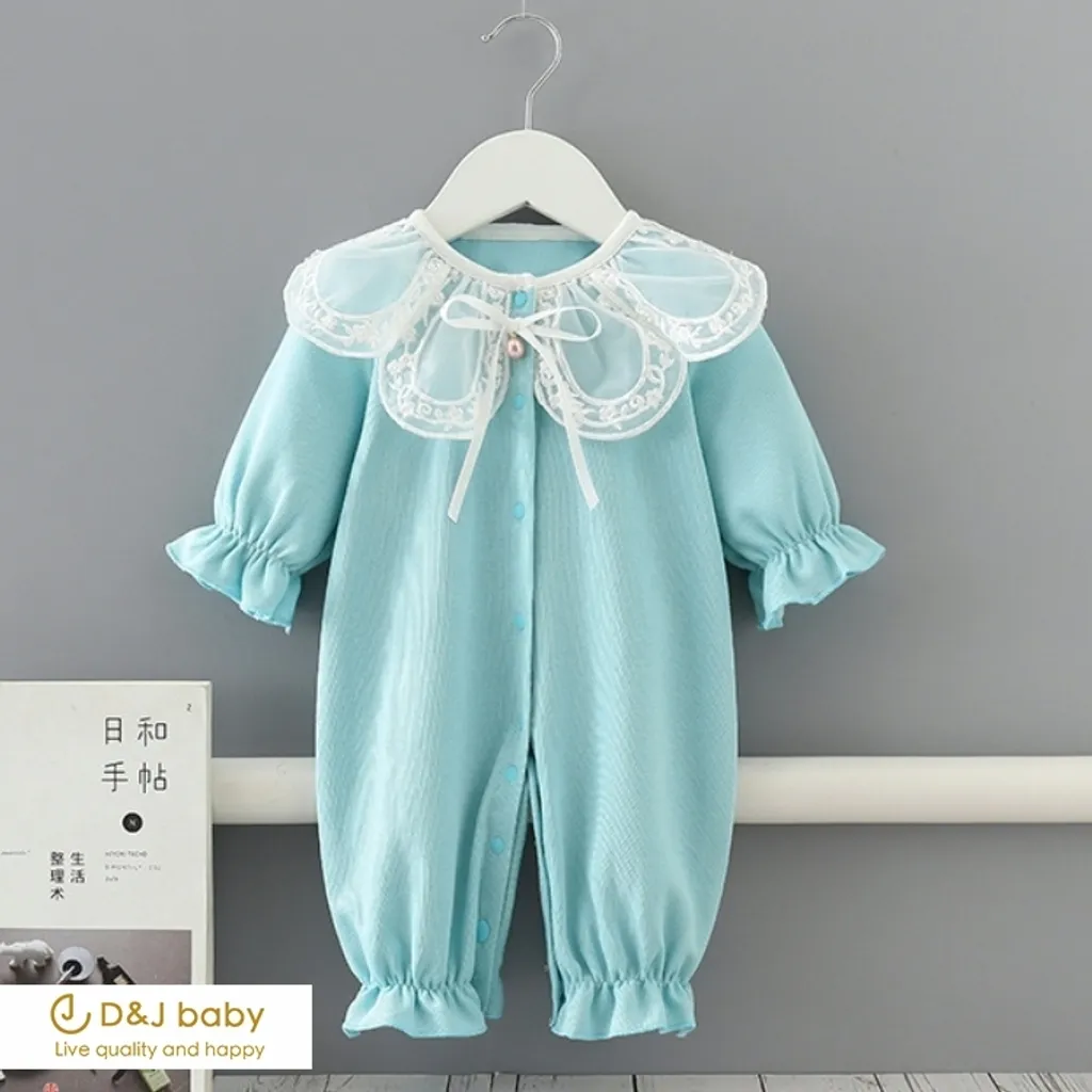 蒂芙尼綠蕾絲領包屁衣 - D&J baby1.jpg