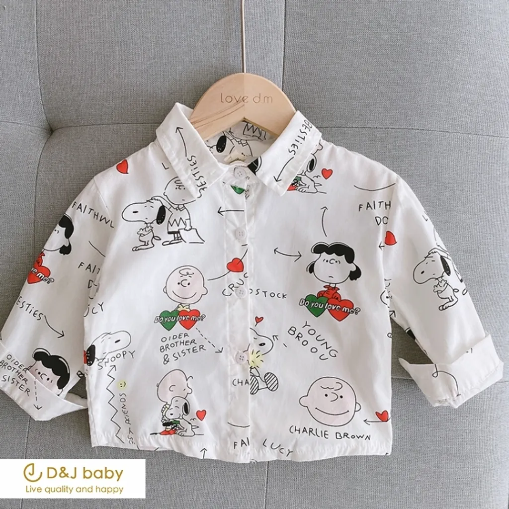 史努比印花長袖襯衫 - D&J baby1.jpg