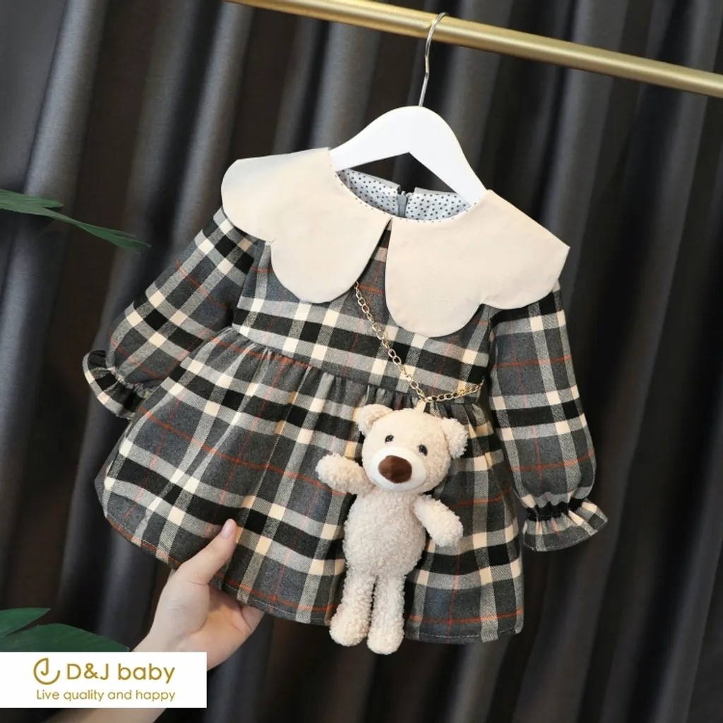 格紋掛熊公主裙 - D&J baby1.jpg