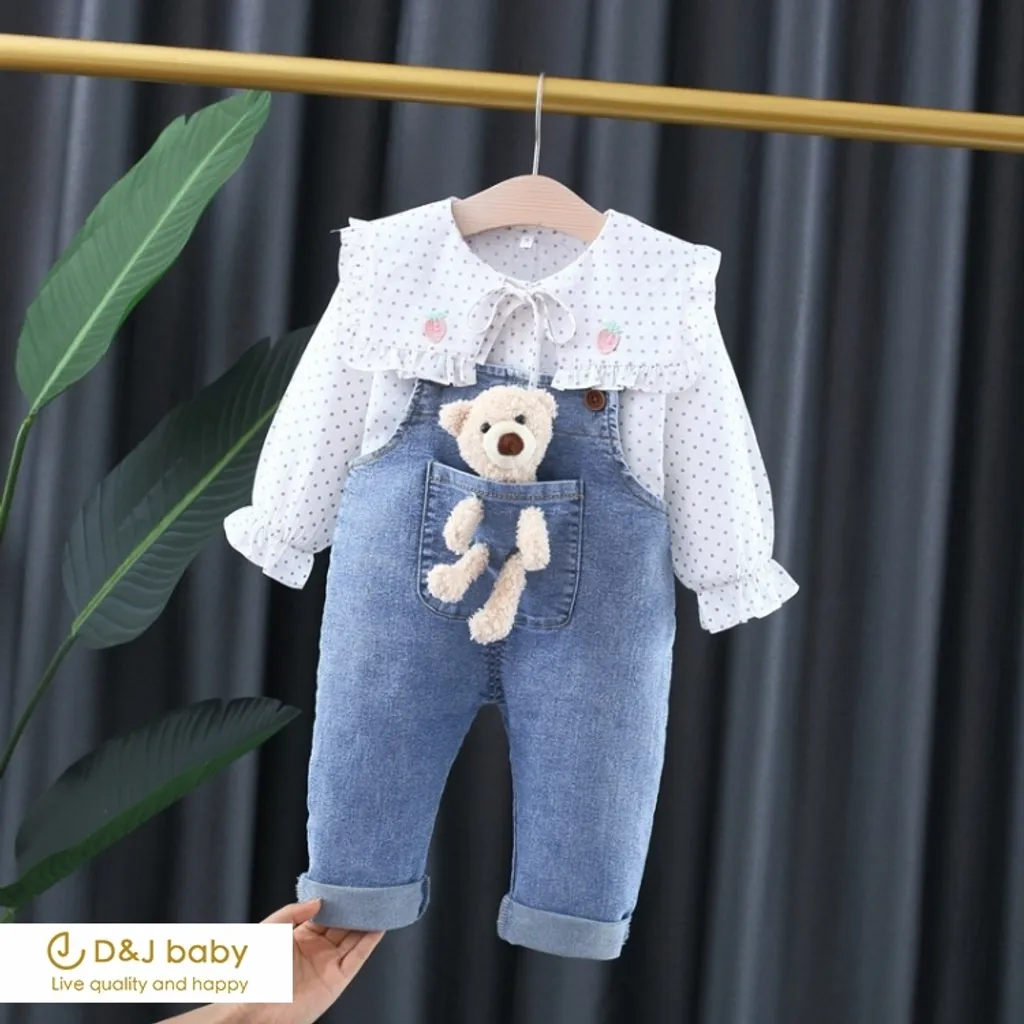 點點草莓翻領吊帶褲裝 - D&J baby1.jpg