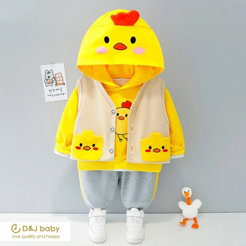 黃色小鴨三件套裝 - D&J baby1.jpg