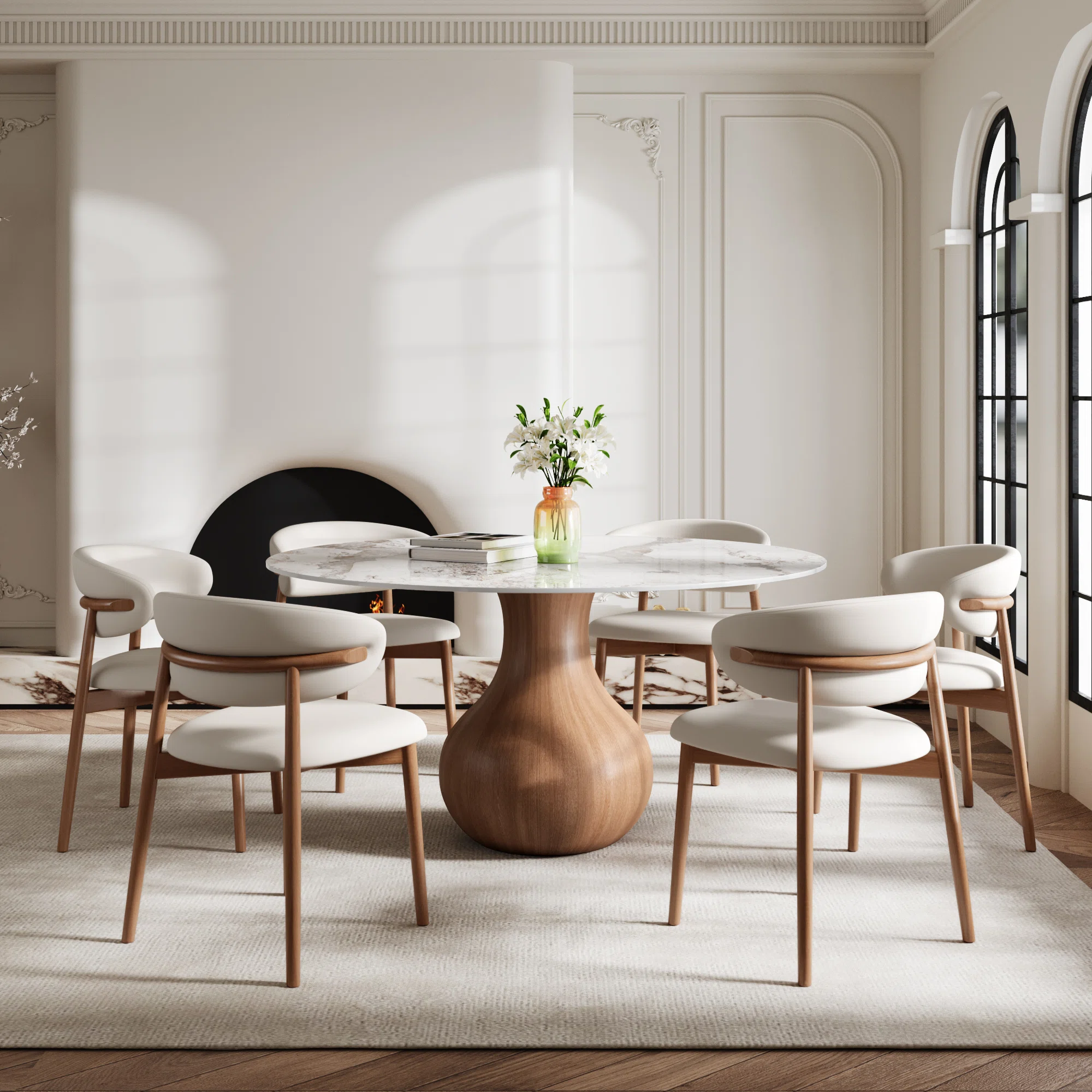 7PCS+Round+Dining+Table+Chairs+Set