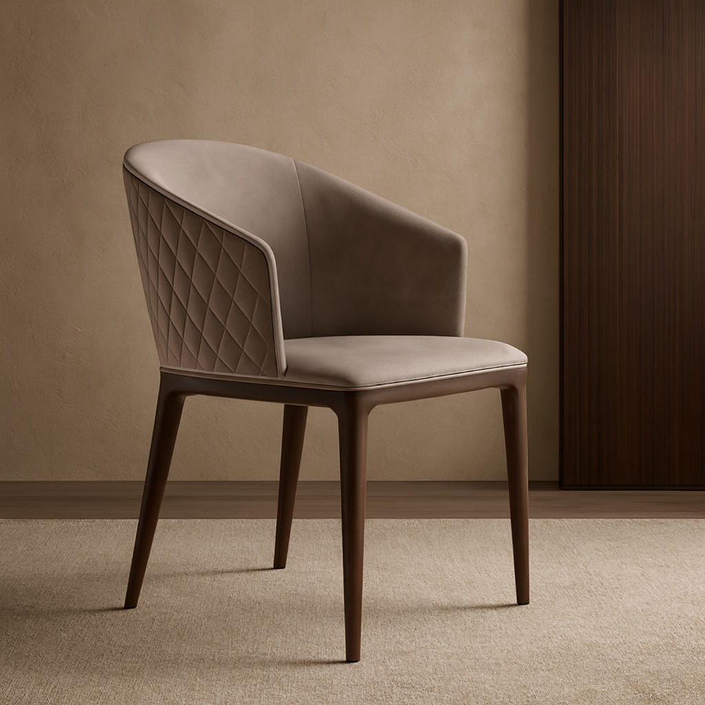 將這張現代風格的絎縫扶手椅合成在一個有質