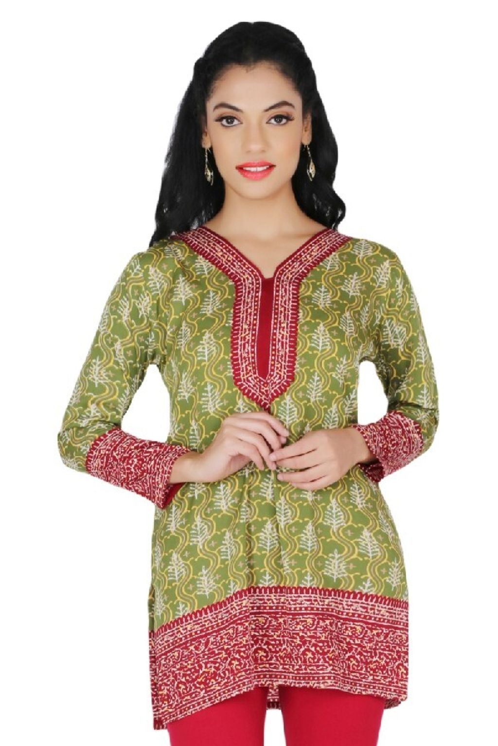 mehndi-green-french-jacquard-short-printed-kurtis5-event-121d