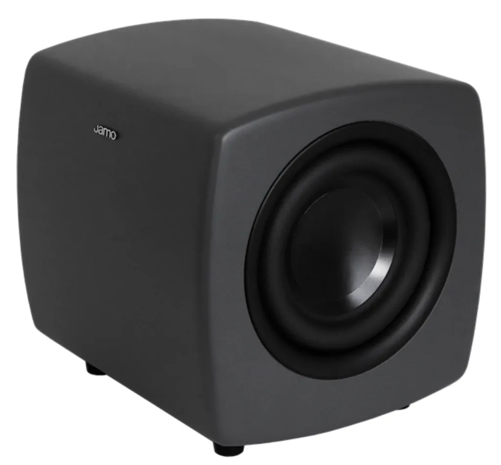 jamo-cube-compact-powered-subwoofer-grey-angled-stereophonic