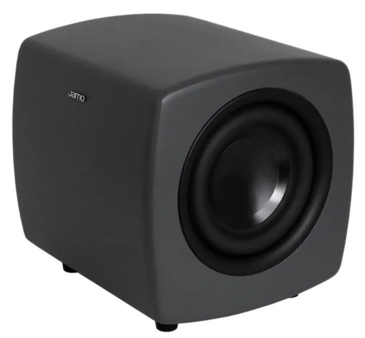 jamo-cube-compact-powered-subwoofer-grey-angled-stereophonic