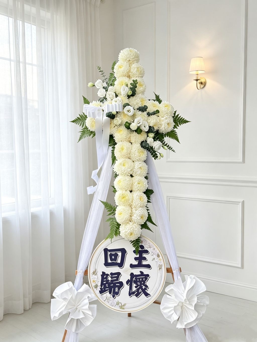 Cross Condolence Flower Stand 02
