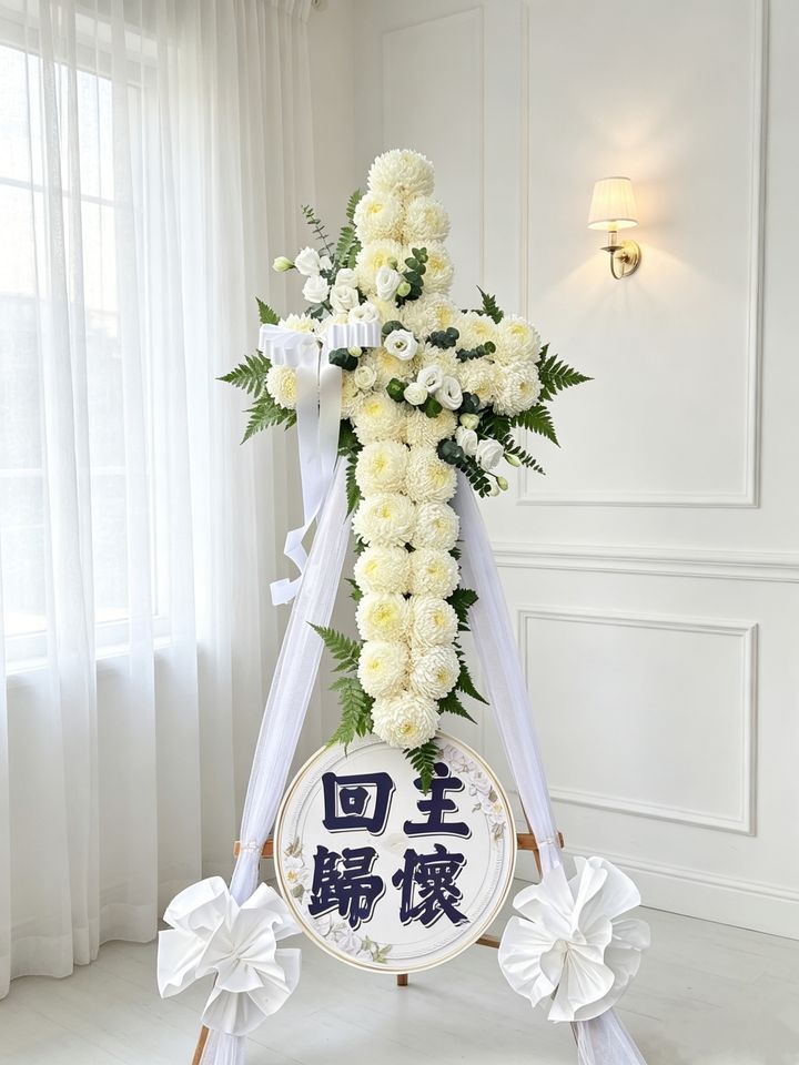 Cross Condolence Flower Stand 02