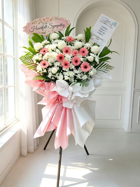 Pink Condolences Flower Stand