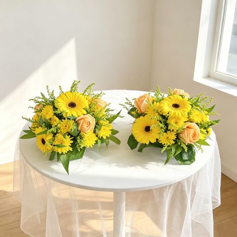 Yellow Sympathy Flower Arrangement