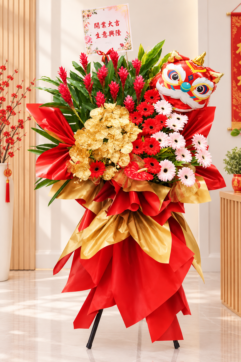 Lion Dance Opening Flower Stand
