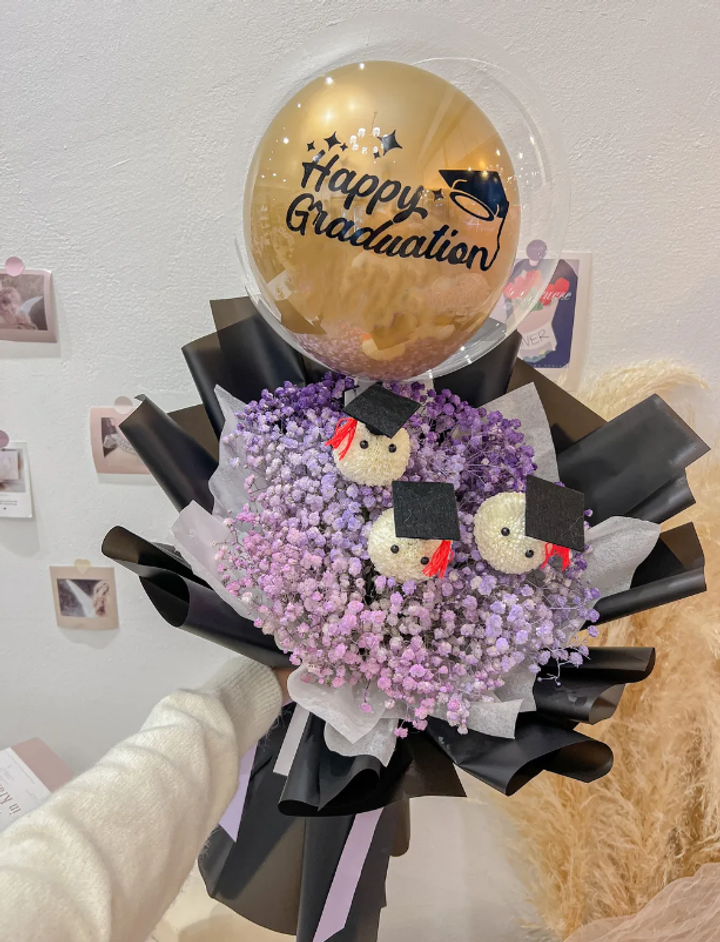 Graduation Baby’s Breath Bouquet with Balloon 92