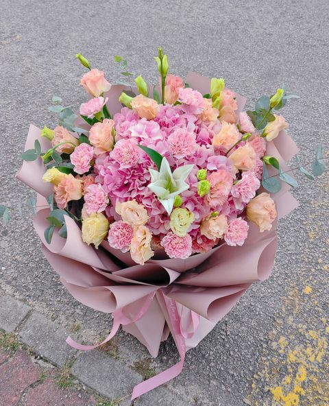 Belle Pink Hydrangea Hand Bouquet_edit_11669224736745