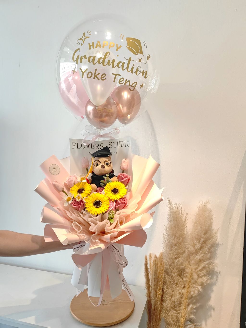 Soap Flower Bouquet with balloon set